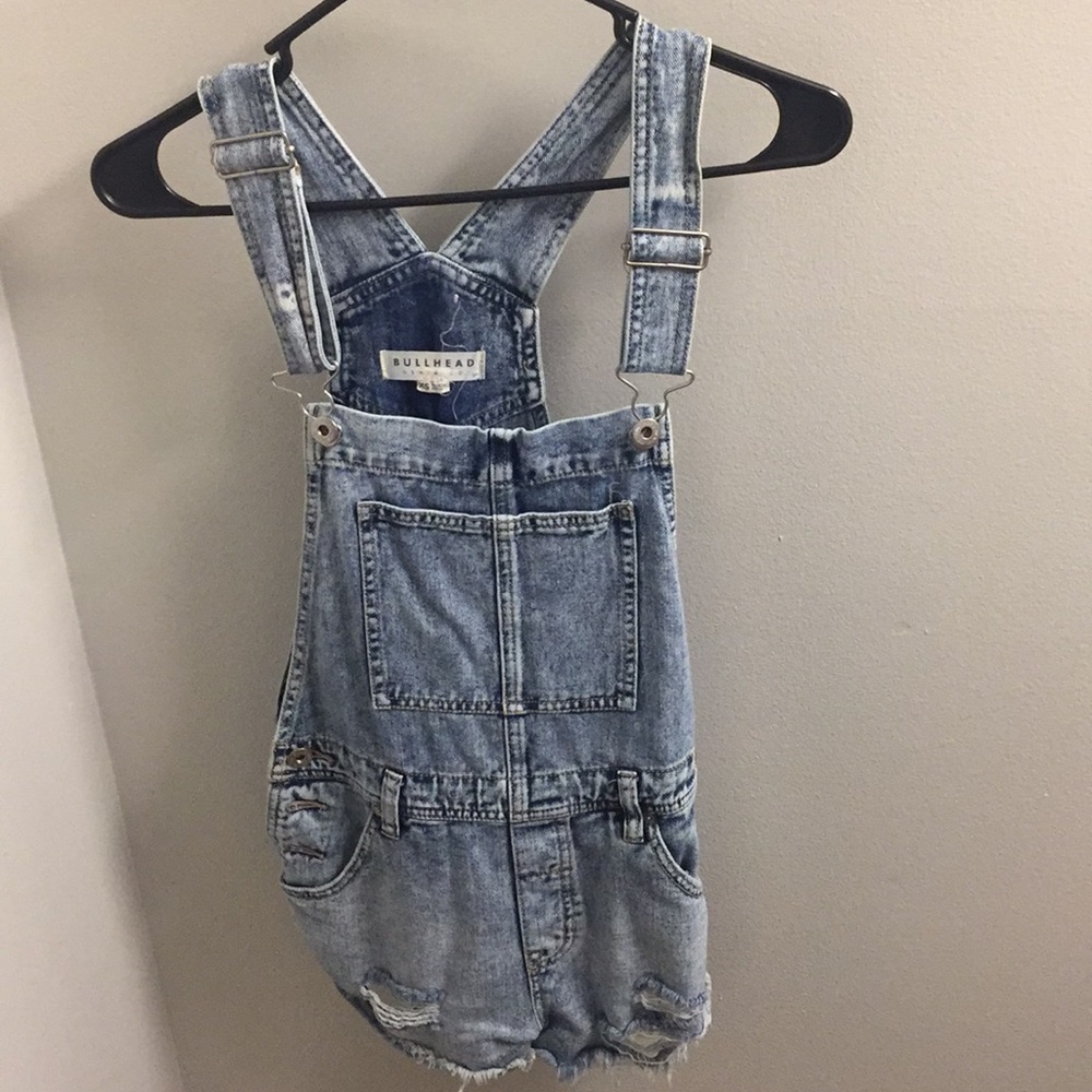 Denim short overalls